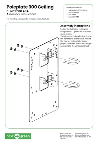 Next Green Poleplate 300 ceiling assembly