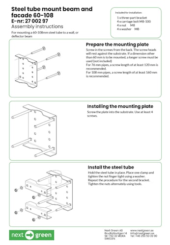 Next Green Pole Mount – Beam and facade 60-108 assembly
