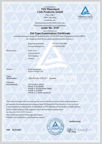 Charge Lite EU-type Examination Certification - TUV Rheinland