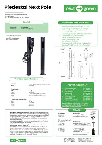 Next Green Piedestal Next Pole produktblad (SE)