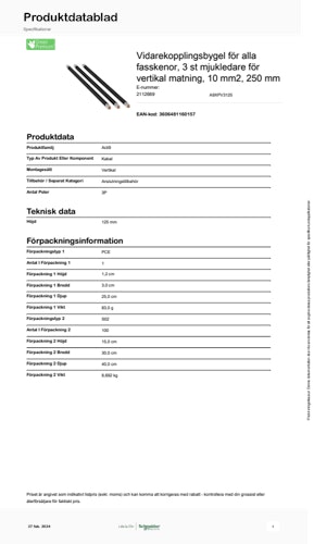 Vidarekopplingsbygel för alla fasskenor 3 st mjukledare för vertikal matning produktblad (SE)